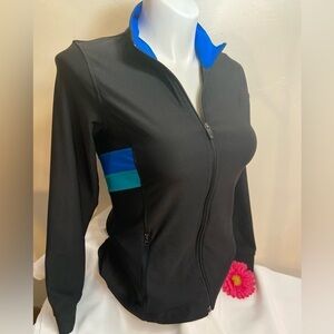 Xersion~Performance Wear Zip-Up Jacket~Blue/Teal Detail~Pockets~Fitted~Size M/M